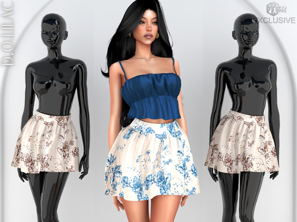 Sims 4 — Floral Linen Skirt DO0820 by DOLilac — Custom thumbnail
