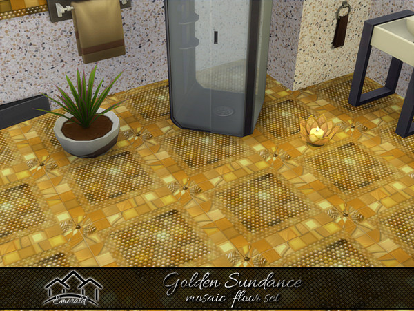 Sims 4 — Golden Sundance Mosaic floor 1 by Emerald — The vibrant golden mosaic designs can add a touch of style to any