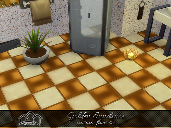 Sims 4 — Golden Sundance Mosaic floor 3 by Emerald — The vibrant golden mosaic designs can add a touch of style to any