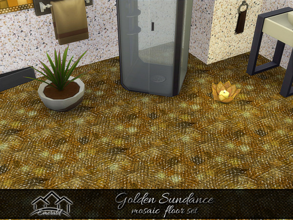 Sims 4 — Golden Sundance Mosaic floor 4 by Emerald — The vibrant golden mosaic designs can add a touch of style to any