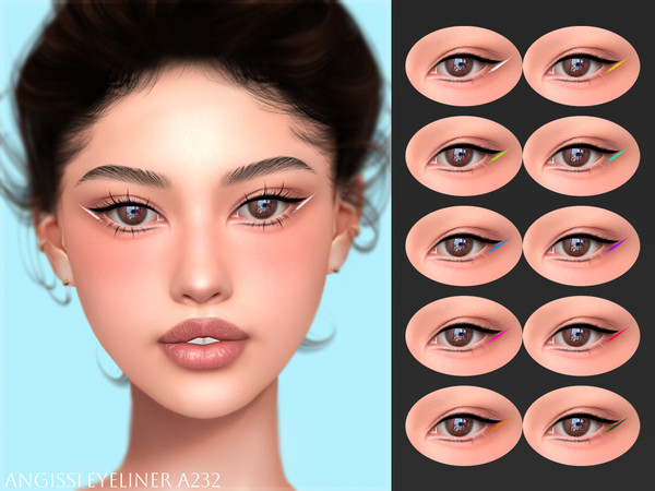 Sims 4 — Eyeliner A232 by ANGISSI — PREVIEWS MADE USING HQ MODE Makeup category
