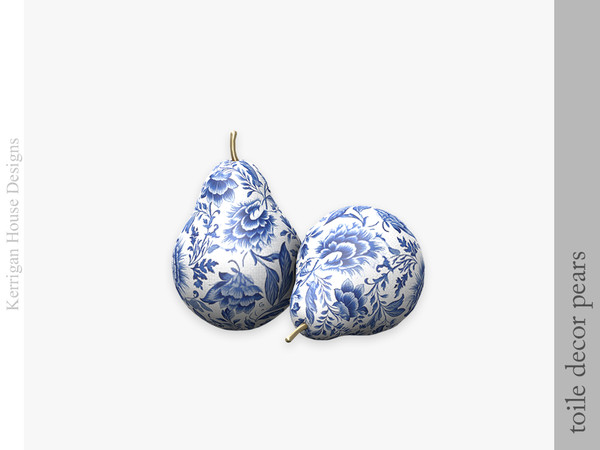 Sims 4 — Toile Decor Pears by kerriganhouse — A set of vintage, Toile de Jouy decor pieces.