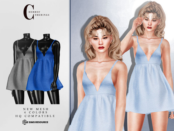 Sims 4 — Short Dress D-381 by ChordoftheRings — ChordoftheRings Short Dress D-381 - 4 Colors