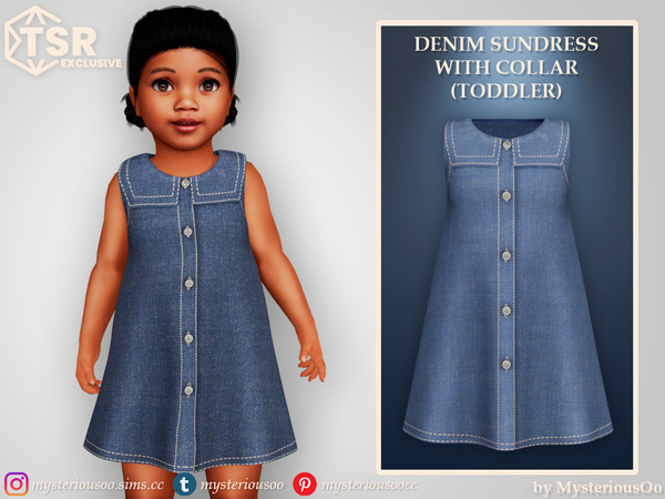 Sims 4 — Denim sundress with collar Toddler by MysteriousOo — Denim sundress with collar in 6 colors for toddlers