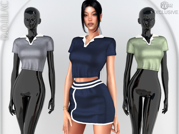Sims 4 — Crop Polo Shirt DO0821 by DOLilac — Custom thumbnail
