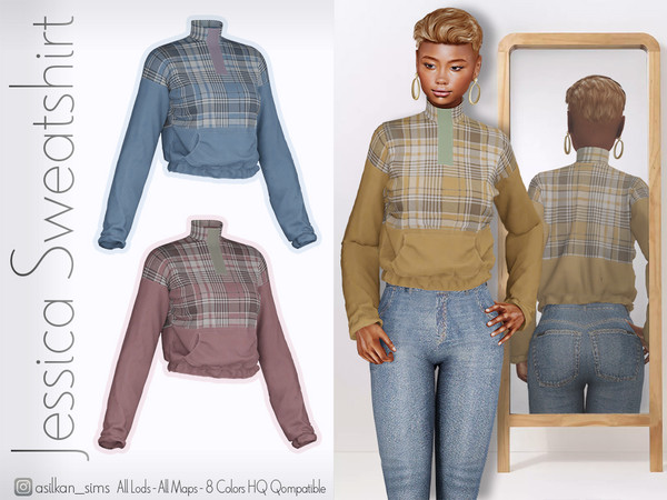 Sims 4 — Jessica Sweatshirt - ACN 621 by Asilkan — - 8 Colors