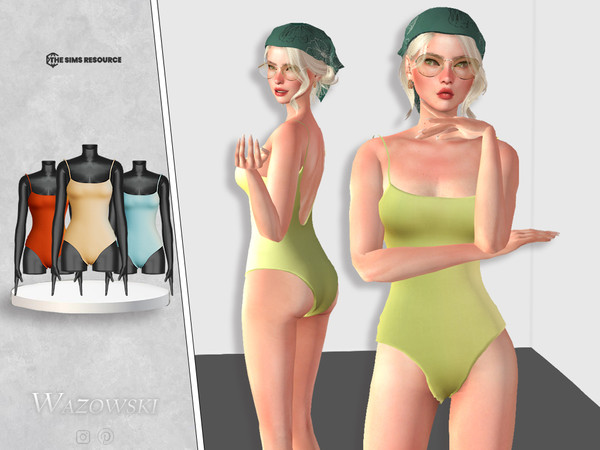 Sims 4 — Azzurra Swimsuit by _WAZOWSKI_ — All Texture Maps New Mesh 8 Colors HQ Compatible