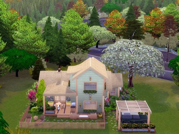 Sims 4 — Beach Cottage no cc by sgK452 — Beautiful house near the sea to furnish. Arrangements for dining on the terrace,