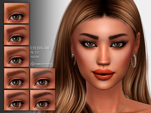 Sims 4 — Eyebrow N19 by Suzue — 10 Swatches