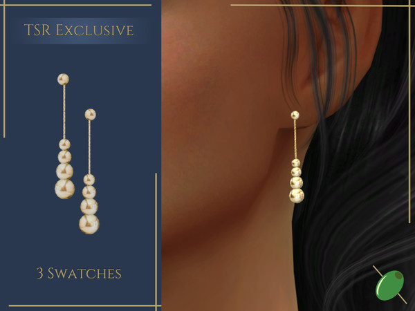 Sims 4 — Kleo Earrings by Pitted0live — Gold bead drop earrings Custom catalog image