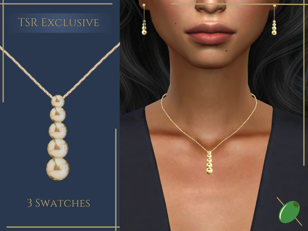 Sims 4 — Kleo Necklace by Pitted0live — Chain necklace with a multi gold bead pendant Custom catalog image