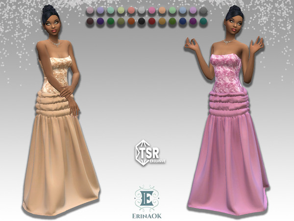 Sims 4 — ErinAOK Womens Gown 050825 by ErinAOK — Women's Strapless Drop-Waist Gown with Sequin Bodice