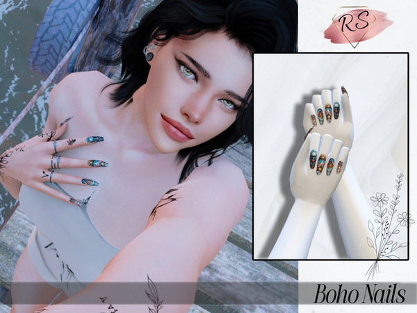 Sims 4 — Boho Nails by RowanSmith — hello friends! here you have new nails! this time i made some boho nails! your sims