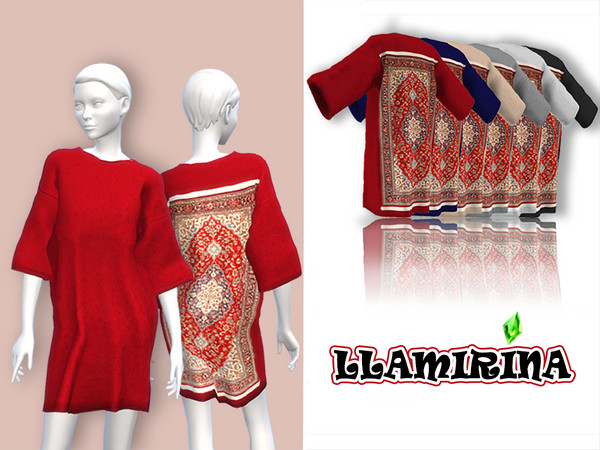 Sims 4 — Rug Tshirt Dress by llamirina — Now your sim ties the room together New mesh