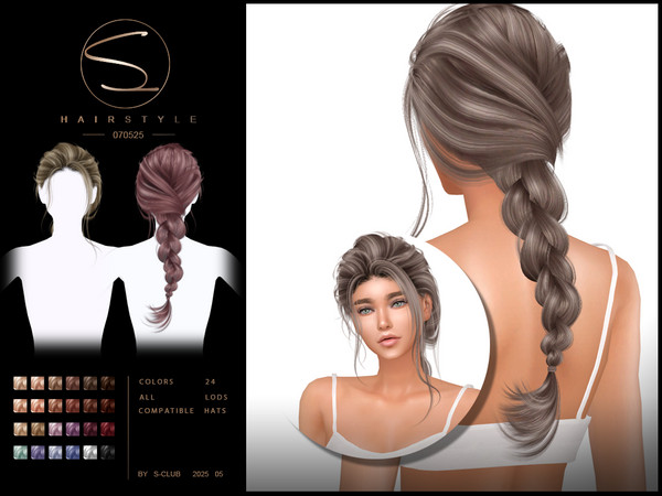 Sims 4 — S-CLUB_070525_braid hairstyle by S-Club — braid hairstyle hope you like, thank you.