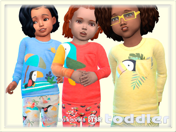 Sims 4 — Sweater Bird by bukovka — Cute sweater for toddlers of both sexes: for girls and boys in 5 color options. All