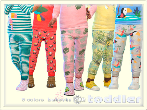 Sims 4 — Pants Bird by bukovka — Cute pants for toddlers of both sexes: for girls and boys in 5 color options. All cards