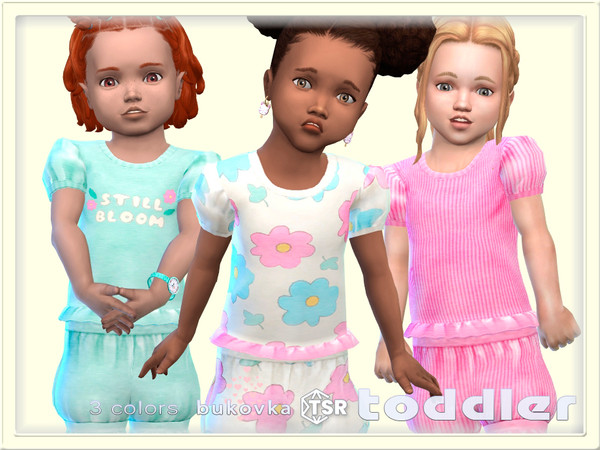 Sims 4 — Shirt Flowers by bukovka — Beautiful toddler t-shirt for girls only in 3 color options. All cards have been