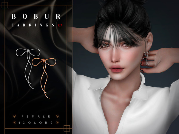Sims 4 — Bow Earrings by Bobur2 — Minimalistic Bow Earrings for female 4 colors I hope you like it ATTENTION