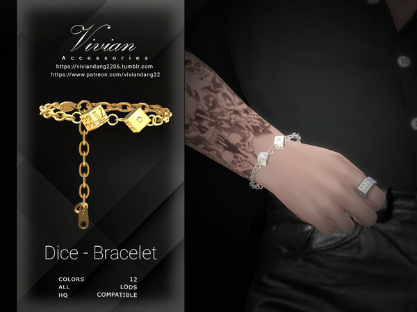 Sims 4 — Dice - Bracelet by VivianDang — - All new meshes