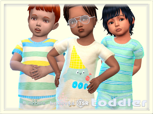 Sims 4 — Shirt Stripes by bukovka — Cute toddler shirt for boys only in 5 color options. All cards have been modified.