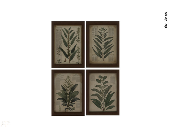 Sims 4 — Riptide CC Wall Stories Wabi Sabi Expression by Riptidecc — A curated gallery of seven distinct wall art pieces,