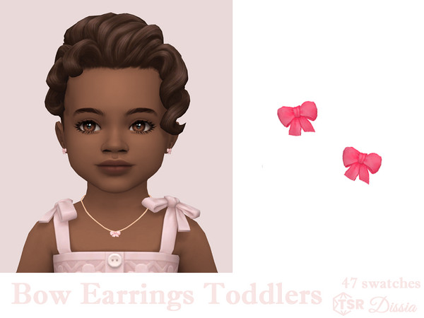 Sims 4 — Bow Earrings Toddlers by Dissia — Cute little bows earrings for toddlers