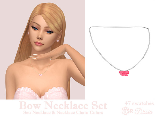 Sims 4 — Necklace Colors Accessory by Dissia — Cute bow necklace and accessory colors for chain