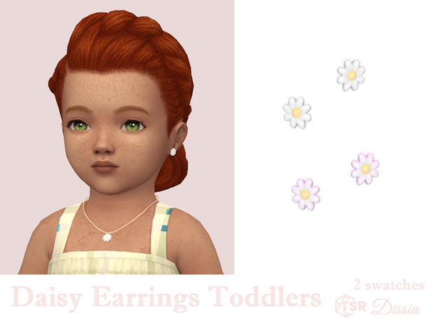 Sims 4 — Daisy Earrings Toddlers by Dissia — Cute little daisies earrings for toddlers