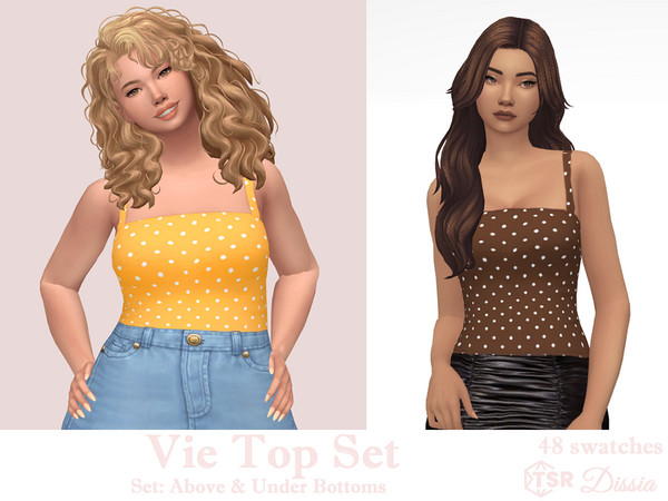 Sims 4 — Vie Top Set by Dissia — Polka dot tank tops in two versions: tucked in or above bottoms