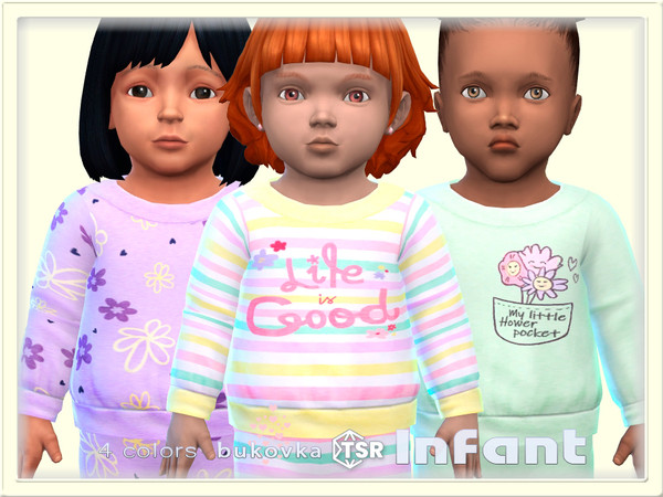 Sims 4 — Shirt Flower by bukovka — Cute infant sweater for girls only in 4 color options. All cards have been modified.