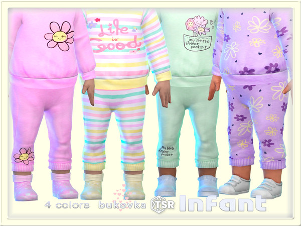 Sims 4 — Pants Flower by bukovka — Cute infant pants for girls only in 4 color options. All cards have been modified. Can