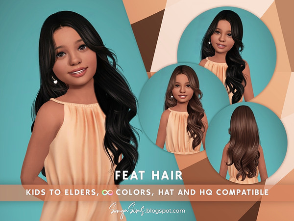 Sims 4 — SonyaSims Feat Hair KIDS by SonyaSimsCC — - Wavy hair with curls for your sims. - All LODs (essential for