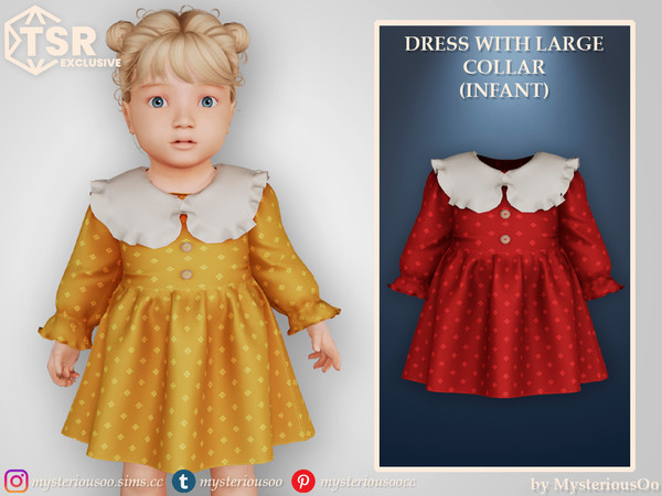 Sims 4 — Dress with large collar Infant by MysteriousOo — Dress with large collar in 8 colors for infants