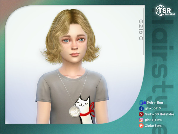 Sims 4 — Mid-Length Wavy Hair for Children - Ginko 216C by Daisy-Sims — 21 base colors + 9 ombre colors