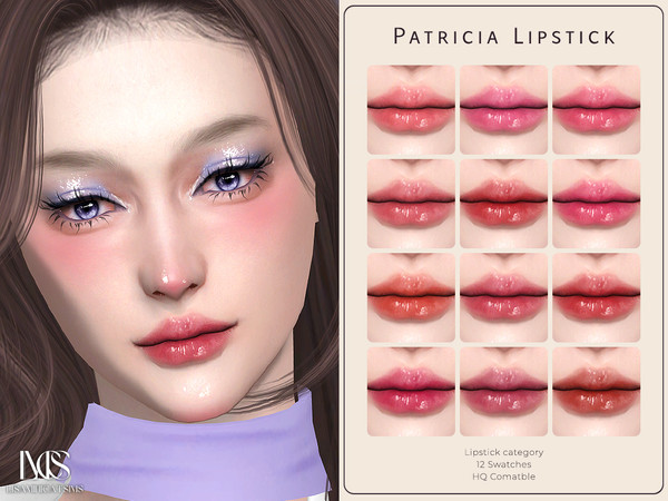 Sims 4 — Patricia Lipstick by VELYSEA — -Lipstick category -HQ comatble -12 swatches