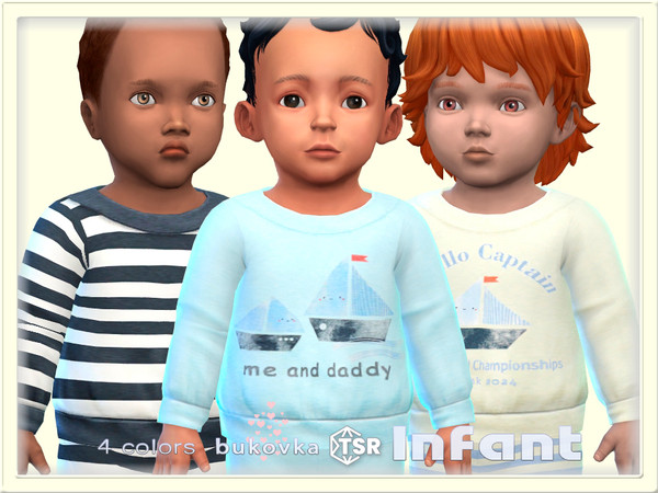 Sims 4 — Shirt Captain by bukovka — Cute infant sweater for boys only in 4 color options. All cards have been modified.