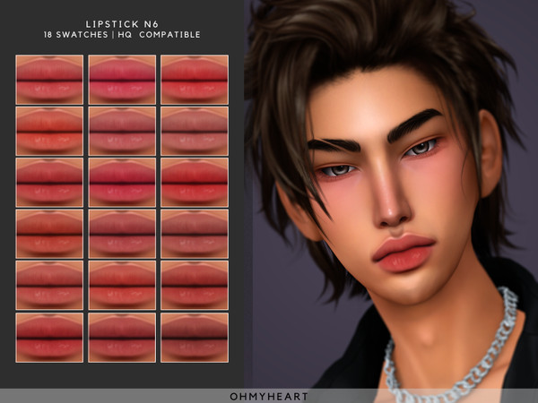 Sims 4 — Lipstick N6 by ohmyheart — -18 Swatches