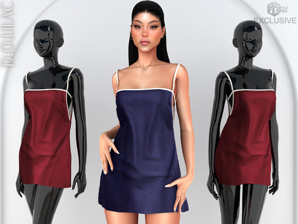 Sims 4 — Summer Bones Satin Mini Dress DO0833 by DOLilac — Custom thumbnail