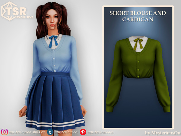 Sims 4 — Short blouse and cardigan by MysteriousOo — Short blouse and cardigan in 10 colors