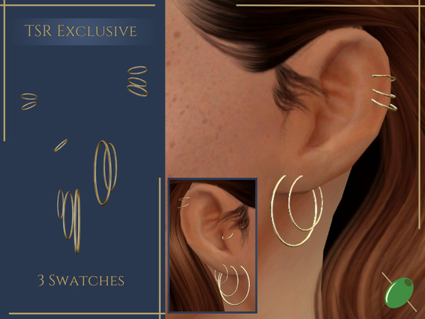 Sims 4 — Judy Hoops by Pitted0live — Multiple hoop piercings for both ears Custom catalog image