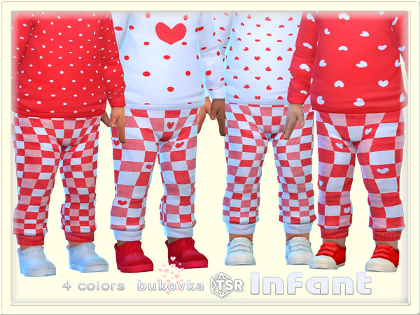 Sims 4 — Pants Red&White by bukovka — Cute pants for infants only for girls in 4 coloring options. All cards have
