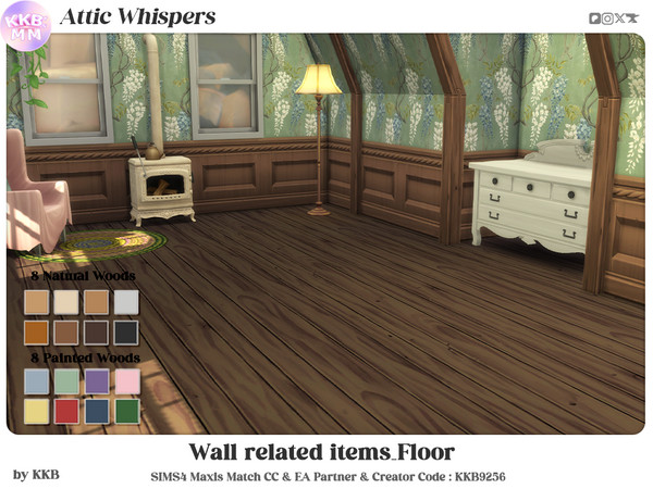 Sims 4 — Attic Whispers_Wall related items_Floor by KKB'sMM — This is a vintage wooden flooring material with a wood
