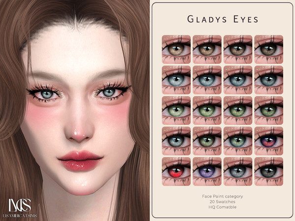 Sims 4 — Gladys Eyes by VELYSEA — -Face Paint category -HQ comatble -20 swatches