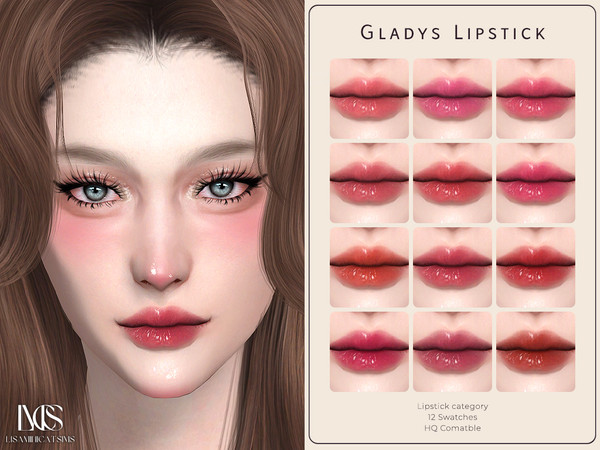 Sims 4 — Gladys Lipstick by VELYSEA — -Lipstick category -HQ comatble -12 swatches