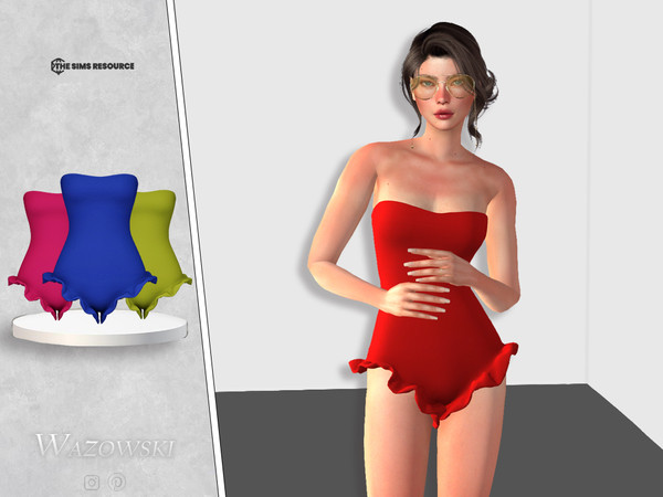 Sims 4 — Camilla Swimsuit by _WAZOWSKI_ — All Texture Maps New Mesh 8 Colors HQ Compatible