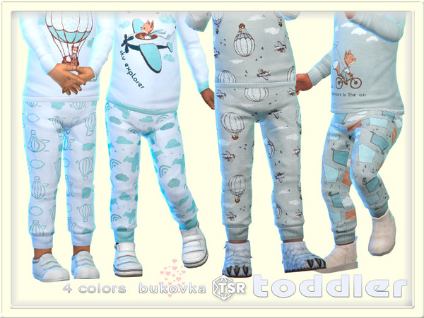 Sims 4 — Pants Sky Explorer by bukovka — Fashionable pants for toddlers of both sexes: for girls and boys in 4 color