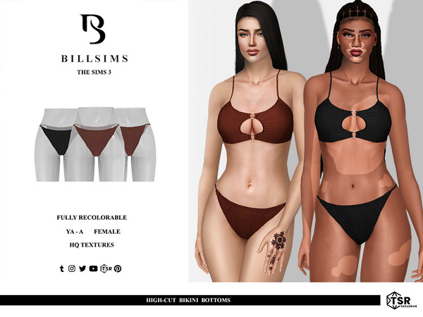 Sims 3 — High-Cut Bikini Bottoms by Bill_Sims — These bikini bottoms feature a high cut design with a high waisted fit! -