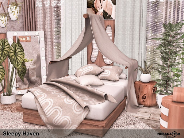 Sims 4 — Sleepy Haven by Nessca — Sleepy Haven is a cozy and comfortable bedroom. A seating area and a computer station