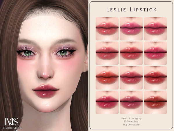 Sims 4 — Leslie Lipstick by VELYSEA — -Lipstick category -HQ comatble -12 swatches